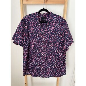 Bonobos Men's Standard Fit Button Down Short Sleeve  Navy Floral Shirt 2XL (B2)